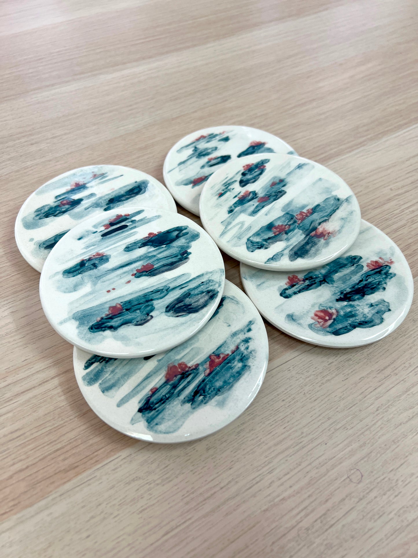 GIVERNY - Cerámica pintada a mano - Pack de 6 posavasos