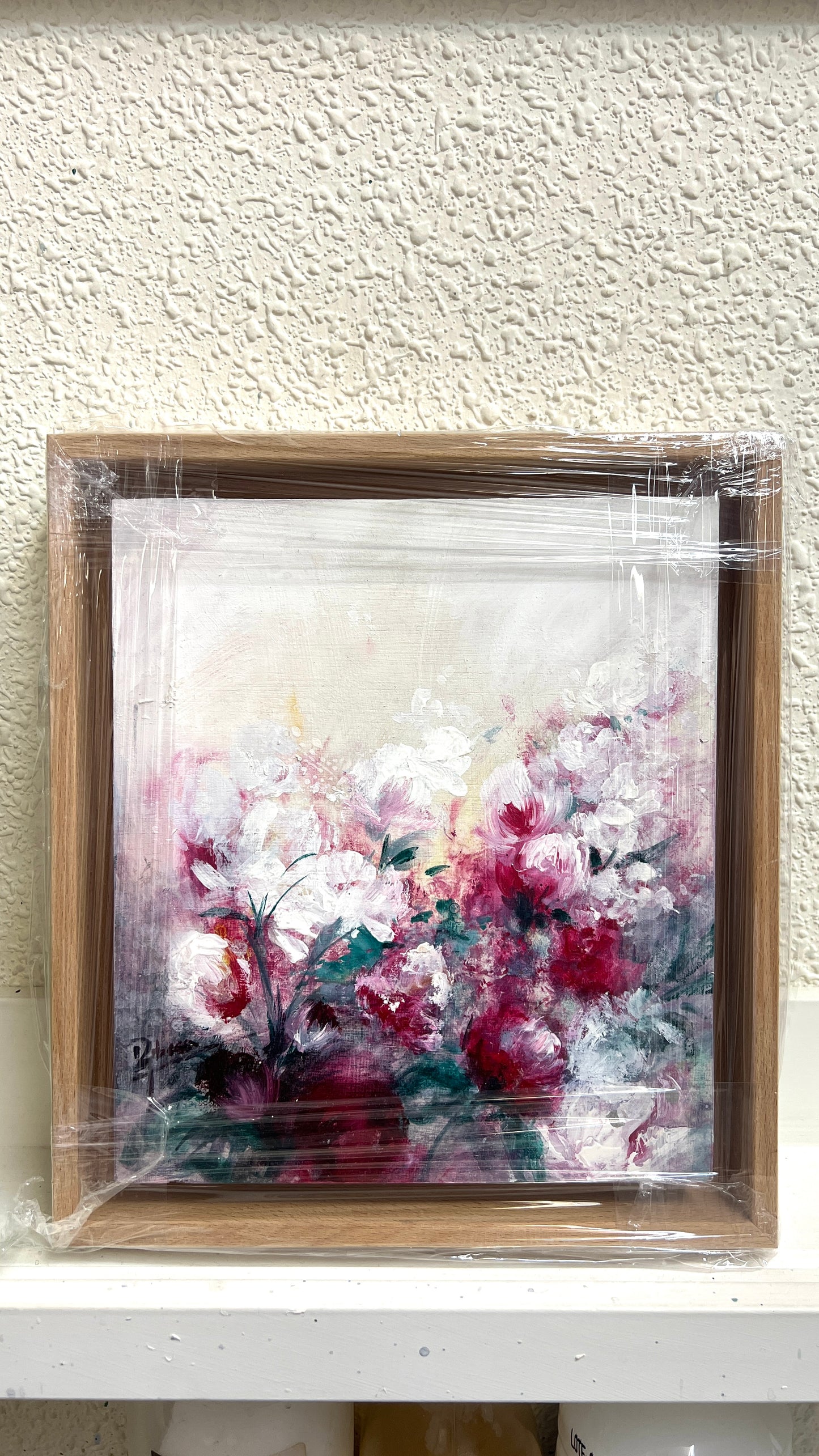 OBRA ORIGINAL FLORAL - F238, Técnica mixta sobre tabla, 19x22cm
