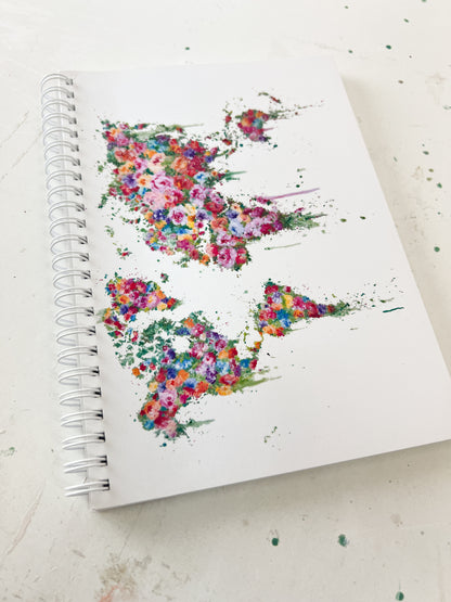 Libreta A5 - Mapamundi Flor Rosa