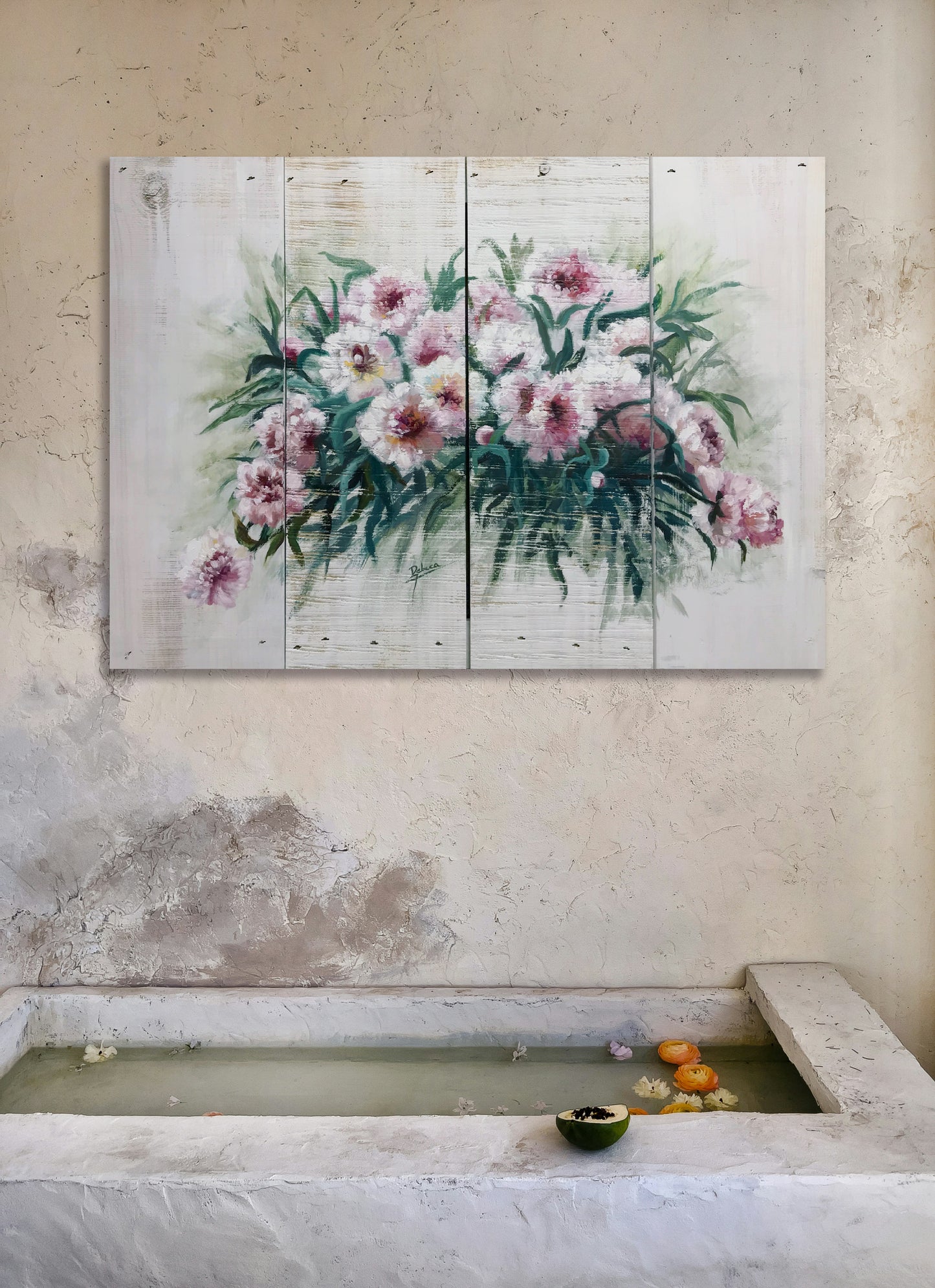 OBRA ORIGINAL FLORAL – F100, Óleo sobre palé, 72x100cm
