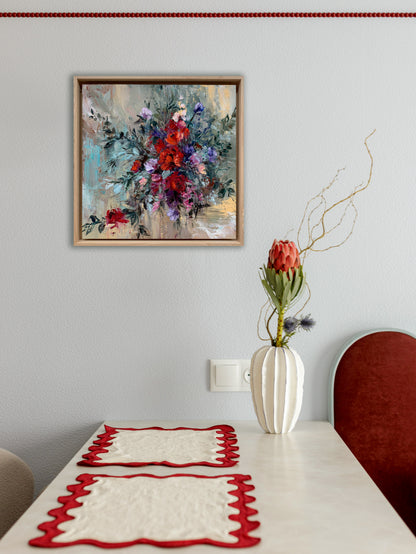 OBRA ORIGINAL FLORAL – F167, Óleo sobre tabla, 40x40cm