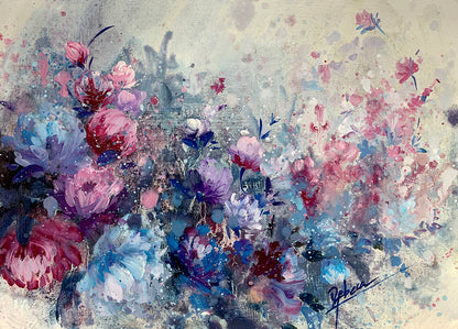 OBRA ORIGINAL FLORAL - F212, Óleo sobre tabla, 26,5x19cm