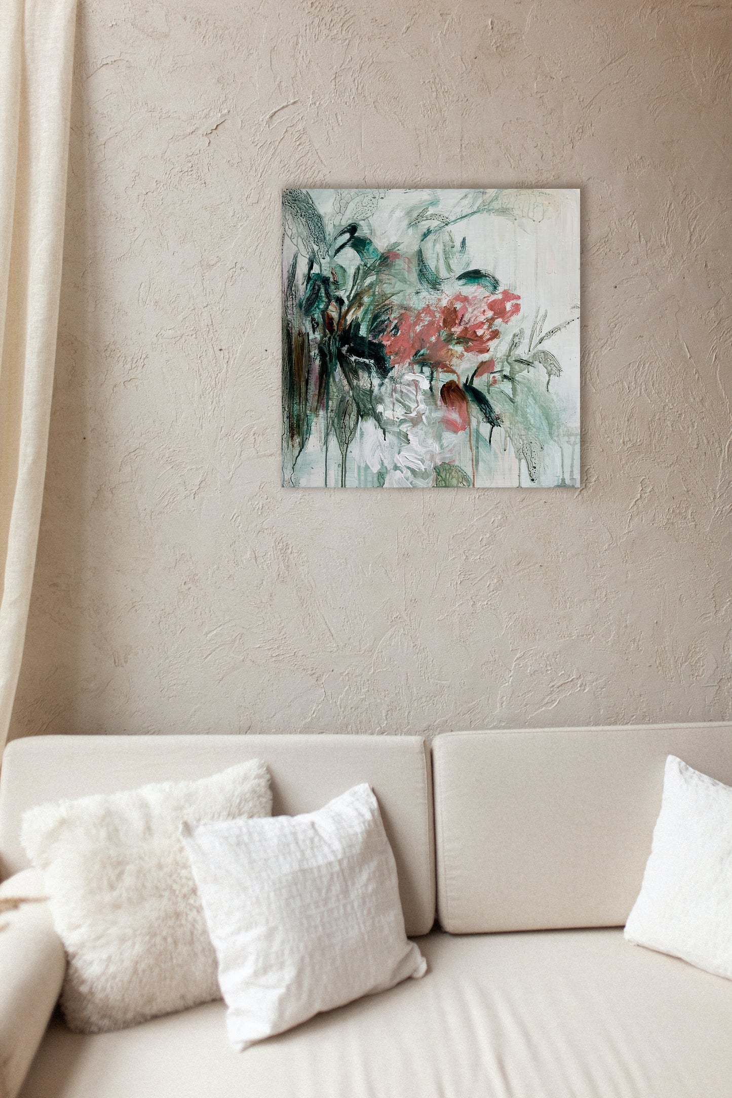 OBRA ORIGINAL FLORAL – F270, acrílico sobre tabla, 40x40cm