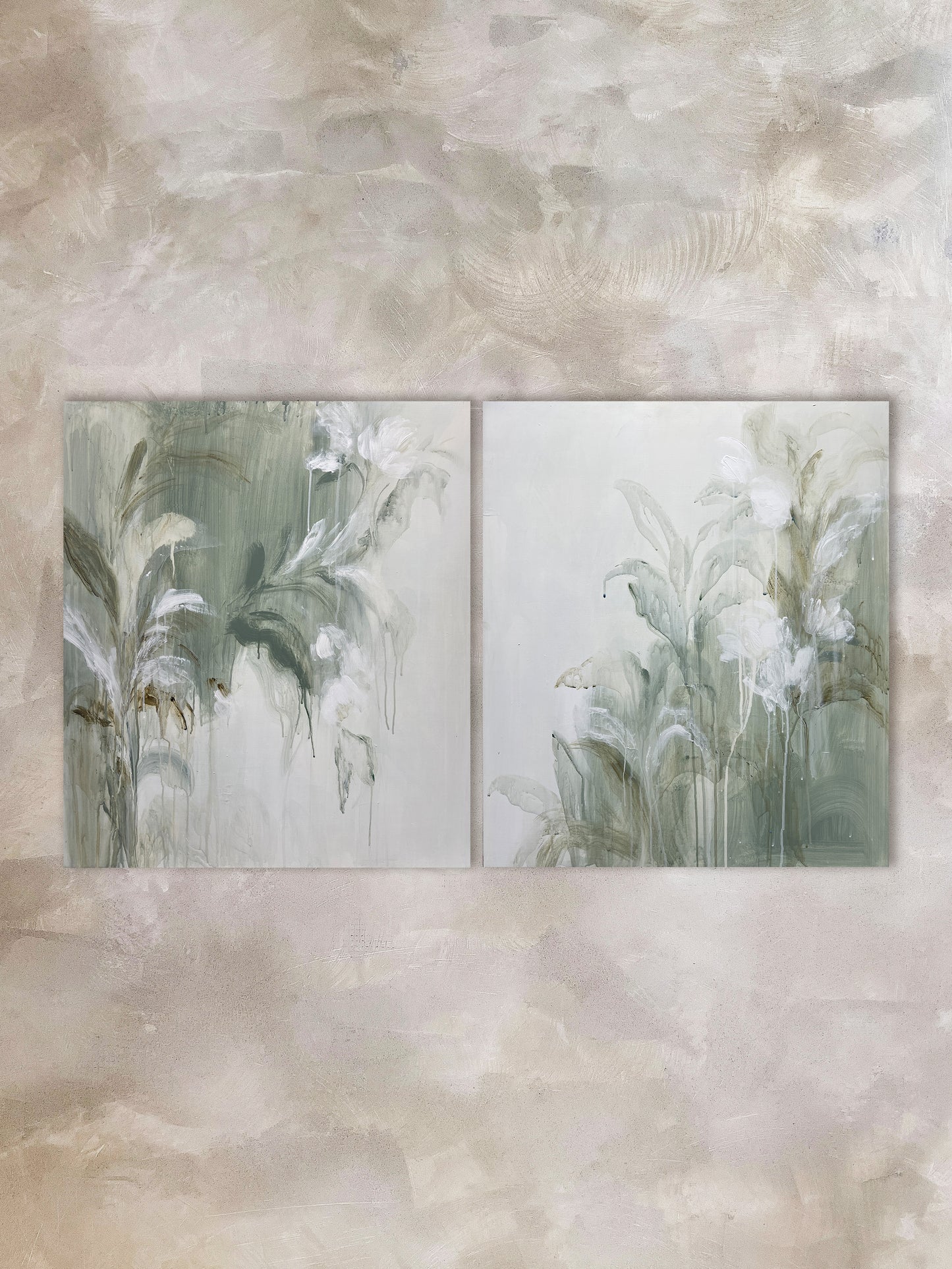 OBRA ORIGINAL FLORAL – Díptico - F288, acrílico sobre lino, 78x68 cm (x2)