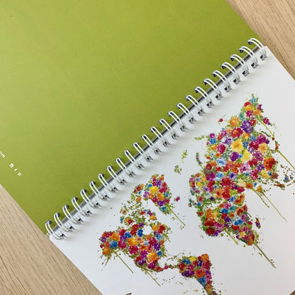 Libreta A5 - Mapamundi Flor Amarilla