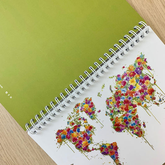 Libreta A5 - Mapamundi Flor Amarilla