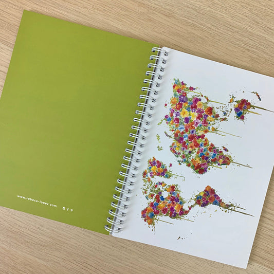 Libreta A5 - Mapamundi Flor Amarilla