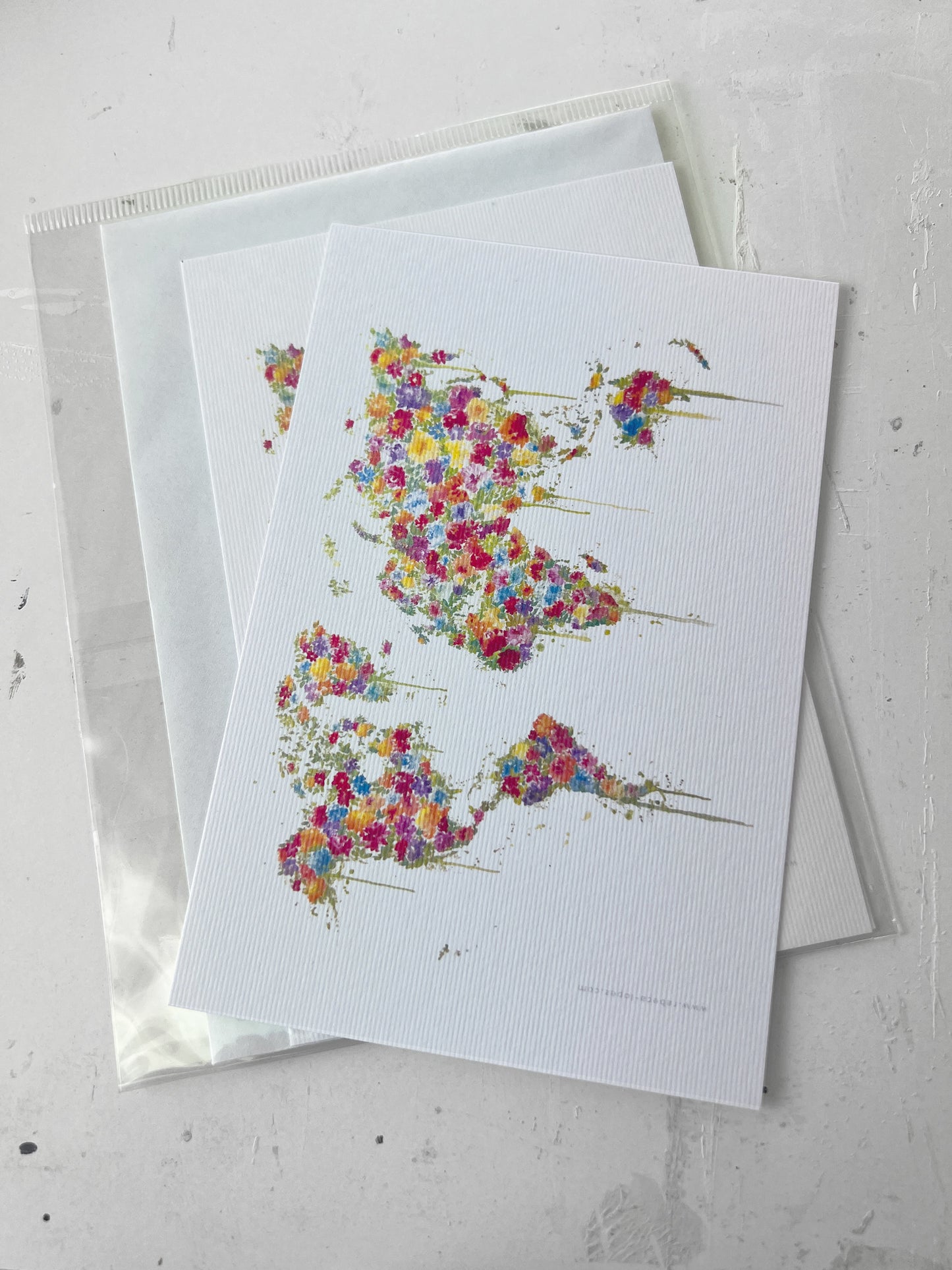 Postal 10x15cm - Mapamundi Flor Amarilla