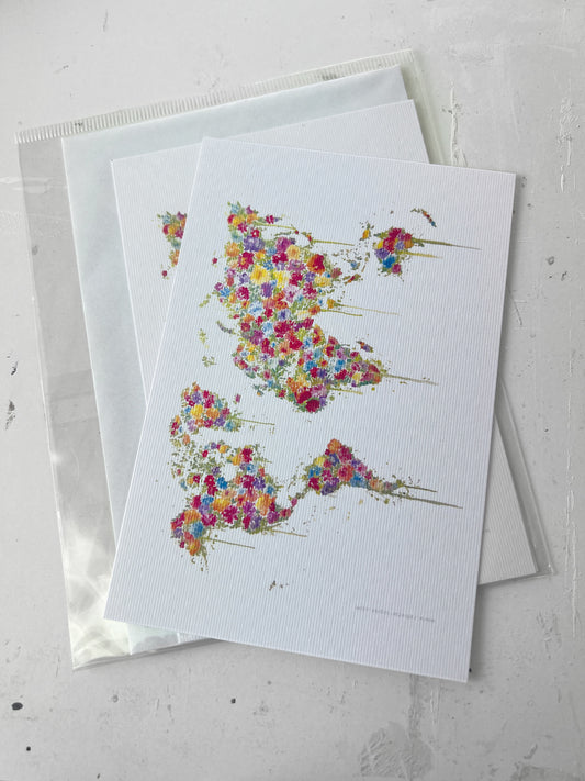 Postal 10x15cm - Mapamundi Flor Amarilla