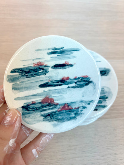 GIVERNY - Cerámica pintada a mano - Pack de 6 posavasos