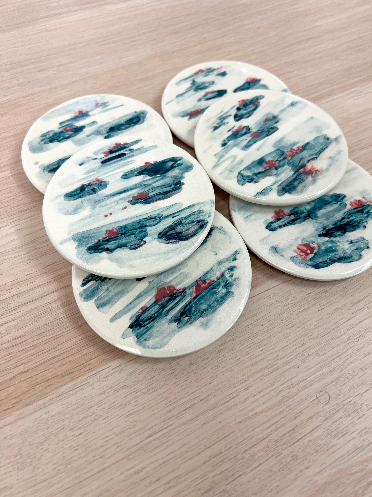 GIVERNY - Cerámica pintada a mano - Pack de 6 posavasos