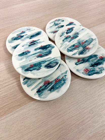 GIVERNY - Cerámica pintada a mano - Pack de 6 posavasos