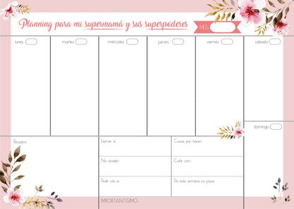 Planning de mesa + Marcapáginas - Especial MAMÁS