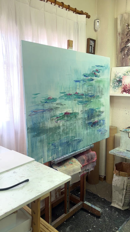 OBRA ORIGINAL NENÚFARES - F257 acrílico sobre tabla 100x130 cm