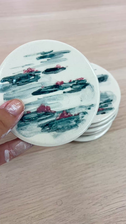 GIVERNY - Cerámica pintada a mano - Pack de 6 posavasos